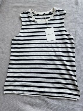 Everlane Black & White Striped Crew Neck Tank